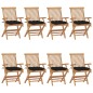 vidaXL Sedie da Giardino con Cuscini Neri 8pz Legno Massello di Teak vidaXL Sedie da Giardino con Cuscini Neri 8pz Legno Massello di Teak