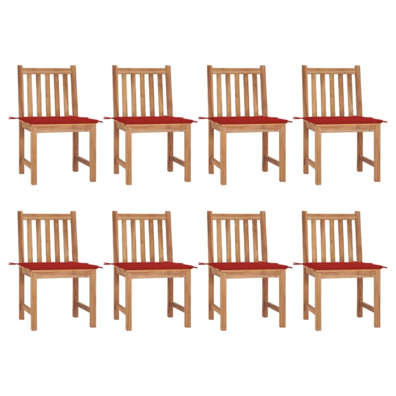 vidaXL Sedie da Giardino con Cuscini 8 pz in Legno Massello di Teak vidaXL Sedie da Giardino con Cuscini 8 pz in Legno Massello di Teak