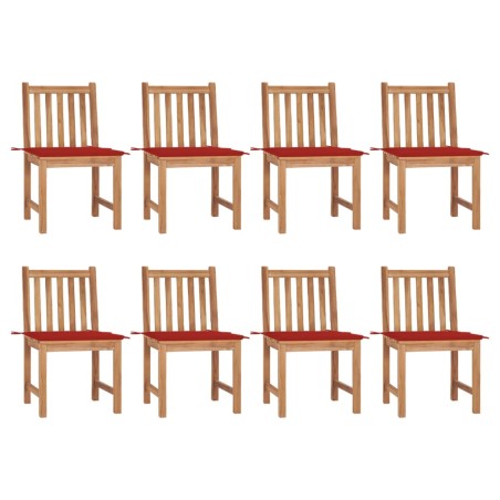 vidaXL Sedie da Giardino con Cuscini 8 pz in Legno Massello di Teak