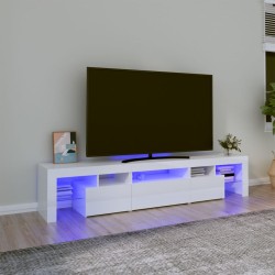 vidaXL Mobile Porta TV con Luci LED Bianco Lucido 200x36,5x40 cm