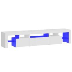 vidaXL Mobile Porta TV con Luci LED Bianco Lucido 200x36,5x40 cm