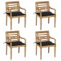 vidaXL Sedie Batavia con Cuscini 4 pz in Legno Massello di Teak vidaXL Sedie Batavia con Cuscini 4 pz in Legno Massello di Teak