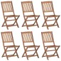 vidaXL Sedie da Giardino Pieghevoli 6 pz con Cuscini Massello Acacia