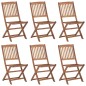 vidaXL Sedie da Giardino Pieghevoli 6 pz con Cuscini Massello Acacia