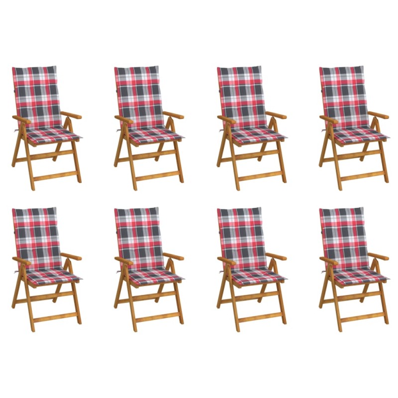 vidaXL Sedie da Giardino Pieghevoli con Cuscini 8 pz Massello Acacia vidaXL Sedie da Giardino Pieghevoli con Cuscini 8 pz Massello Acacia