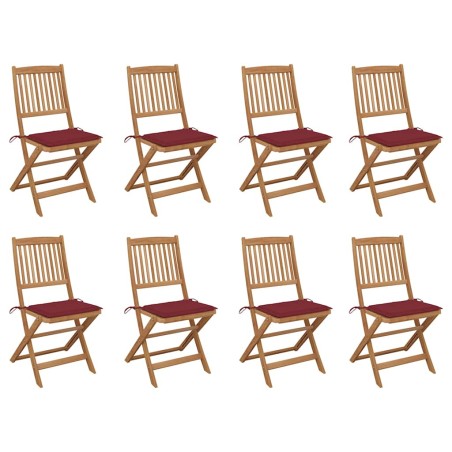 vidaXL Sedie da Giardino Pieghevoli 8 pz con Cuscini Massello Acacia