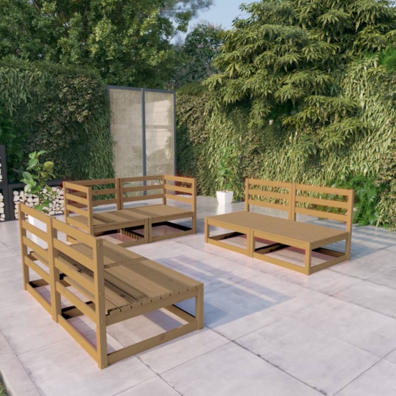 vidaXL Set Salotto da Giardino 6pz Marrone Ambra Legno Massello Pino