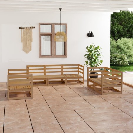 vidaXL Set Salotto da Giardino 7pz Marrone Ambra Legno Massello Pino
