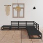 vidaXL Set Divani da Giardino 7 pz Nero in Legno Massello di Pino vidaXL Set Divani da Giardino 7 pz Nero in Legno Massello di Pino