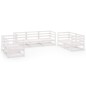 vidaXL Set Divani da Giardino 7 pz Bianco in Legno Massello di Pino vidaXL Set Divani da Giardino 7 pz Bianco in Legno Massello di Pino