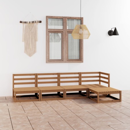 vidaXL Set Salotto da Giardino 5pz Marrone Ambra Legno Massello Pino