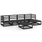 vidaXL Set Divani da Giardino 6 pz Nero in Legno Massello di Pino