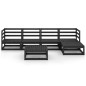 vidaXL Set Divani da Giardino 6 pz Nero in Legno Massello di Pino
