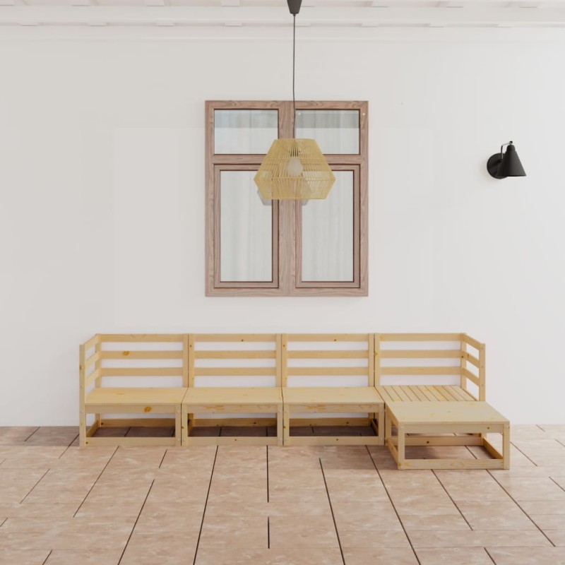vidaXL Set Divani da Giardino 5 pz in Legno Massello di Pino vidaXL Set Divani da Giardino 5 pz in Legno Massello di Pino