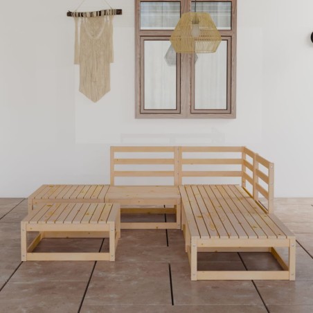 vidaXL Set Divani da Giardino 6 pz in Legno Massello di Pino