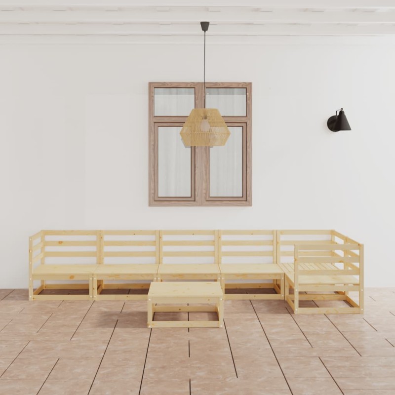 vidaXL Set Divani da Giardino 7 pz in Legno Massello di Pino vidaXL Set Divani da Giardino 7 pz in Legno Massello di Pino