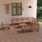 vidaXL Set Salotto da Giardino 9pz Marrone Ambra Legno Massello Pino vidaXL Set Salotto da Giardino 9pz Marrone Ambra Legno Massello Pino