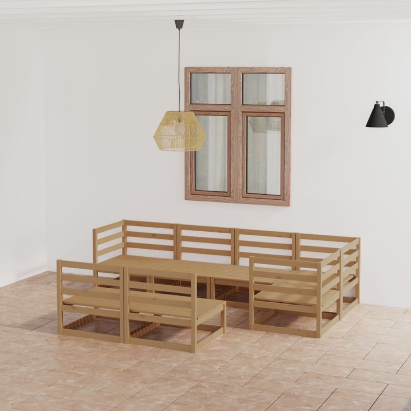 vidaXL Set Salotto da Giardino 7pz Marrone Ambra Legno Massello Pino vidaXL Set Salotto da Giardino 7pz Marrone Ambra Legno Massello Pino