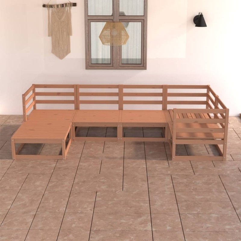 vidaXL Set Salotto da Giardino 6pz Marrone Ambra Legno Massello Pino vidaXL Set Salotto da Giardino 6pz Marrone Ambra Legno Massello Pino