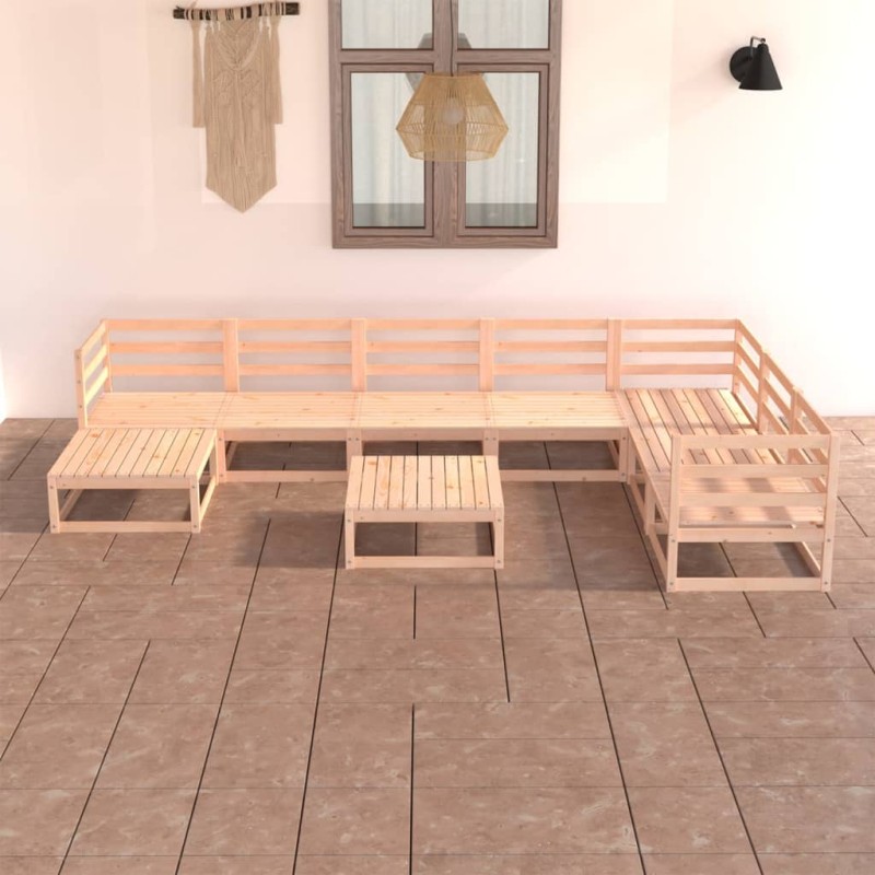 vidaXL Set Divani da Giardino 8 pz in Legno Massello di Pino vidaXL Set Divani da Giardino 8 pz in Legno Massello di Pino