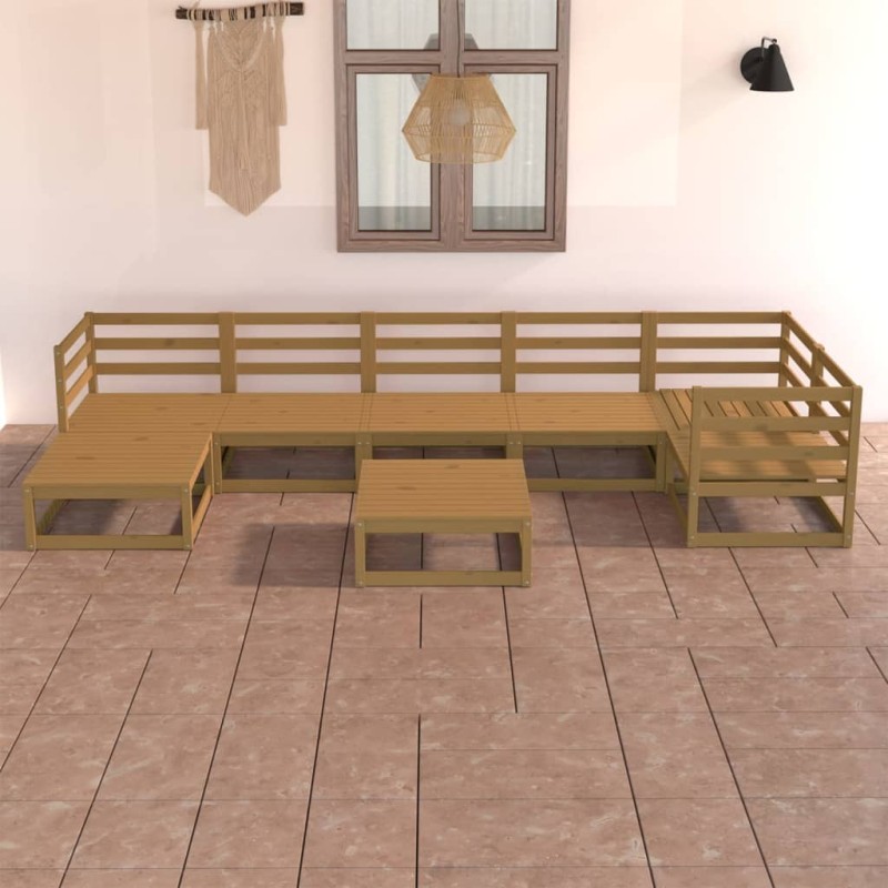 vidaXL Set Salotto da Giardino 8pz Marrone Ambra Legno Massello Pino vidaXL Set Salotto da Giardino 8pz Marrone Ambra Legno Massello Pino