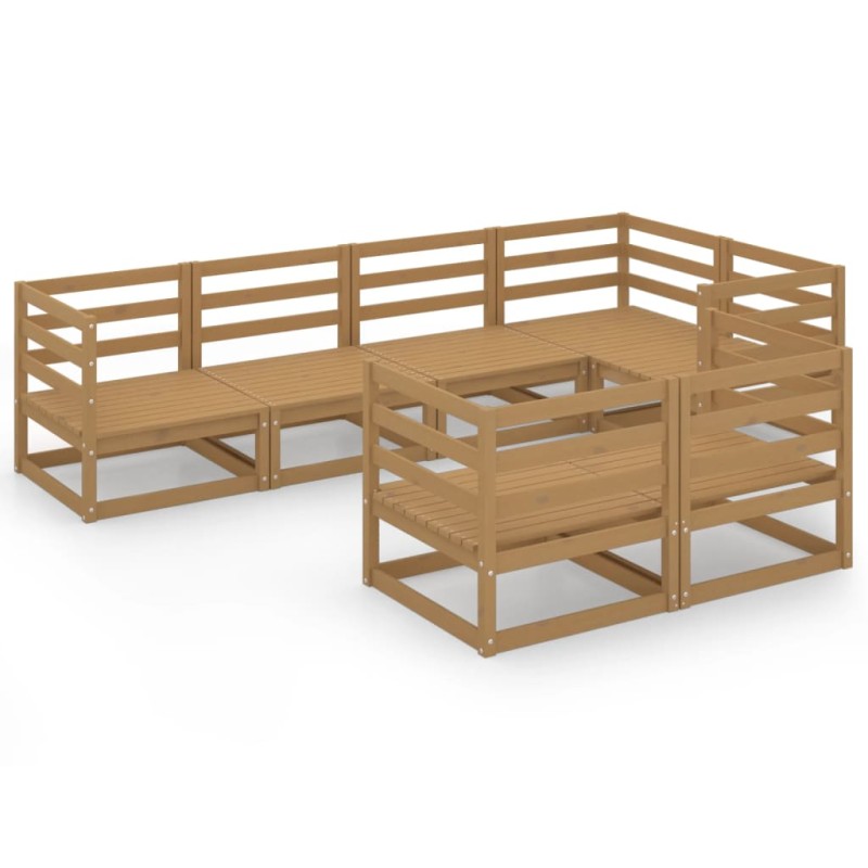 vidaXL Set Salotto da Giardino 7pz Marrone Ambra Legno Massello Pino vidaXL Set Salotto da Giardino 7pz Marrone Ambra Legno Massello Pino