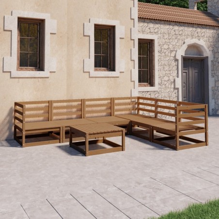 vidaXL Set Salotto da Giardino 7pz Marrone Ambra Legno Massello Pino