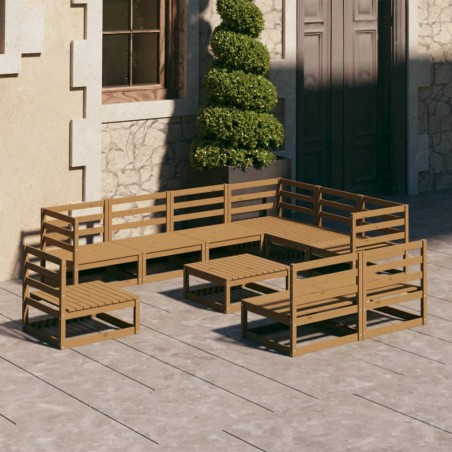 vidaXL Set Salotto da Giardino 10 pz Marrone Ambra Legno Massello Pino