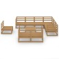 vidaXL Set Salotto da Giardino 10 pz Marrone Ambra Legno Massello Pino vidaXL Set Salotto da Giardino 10 pz Marrone Ambra Legno Massello Pino