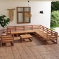 vidaXL Set Divani da Giardino 10 pz Marrone Ambra Legno Massello Pino vidaXL Set Divani da Giardino 10 pz Marrone Ambra Legno Massello Pino