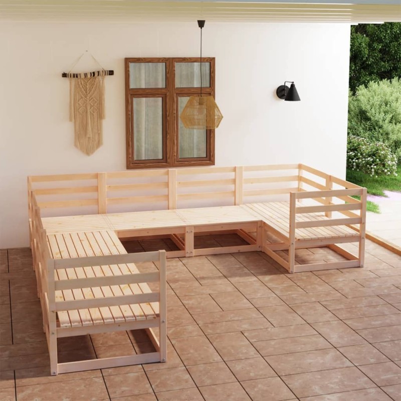 vidaXL Set Divani da Giardino 8 pz in Legno Massello di Pino vidaXL Set Divani da Giardino 8 pz in Legno Massello di Pino