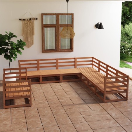 vidaXL Set Salotto da Giardino 9pz Marrone Ambra Legno Massello Pino