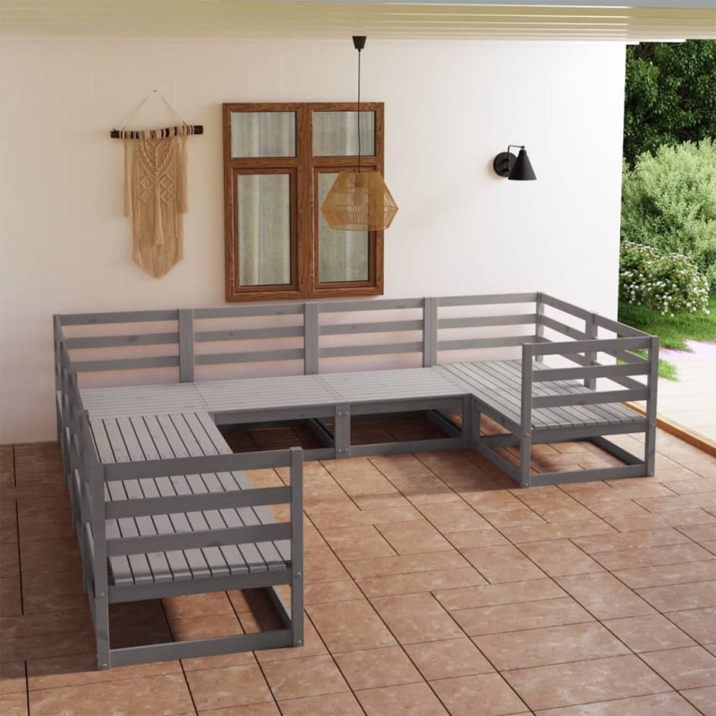 vidaXL Set Divani da Giardino 8 pz in Legno Massello di Pino vidaXL Set Divani da Giardino 8 pz in Legno Massello di Pino