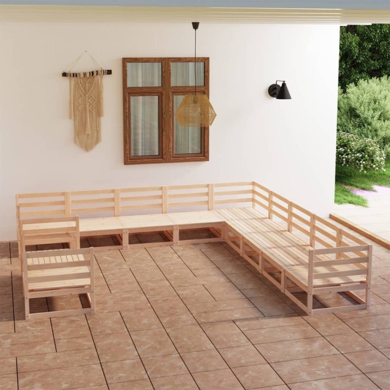 vidaXL Set Divani da Giardino 11 pz in Legno Massello di Pino vidaXL Set Divani da Giardino 11 pz in Legno Massello di Pino