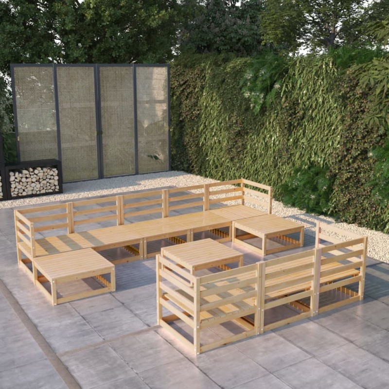 vidaXL Set Divani da Giardino 11 pz in Legno Massello di Pino vidaXL Set Divani da Giardino 11 pz in Legno Massello di Pino