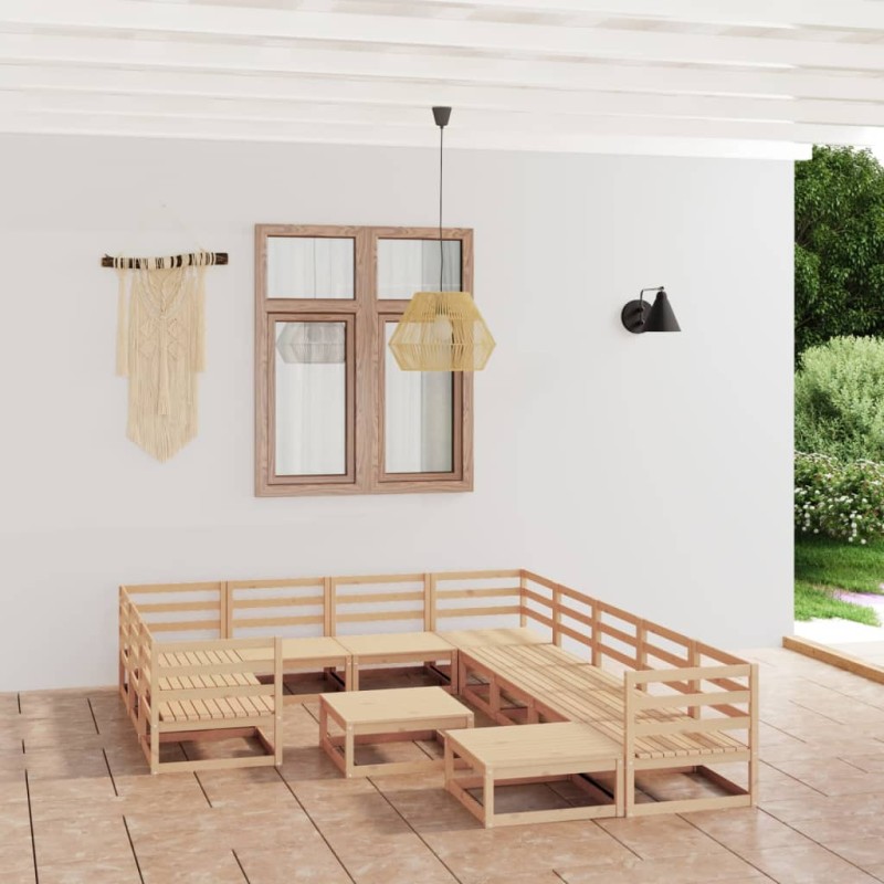 vidaXL Set Divani da Giardino 12 pz in Legno Massello di Pino vidaXL Set Divani da Giardino 12 pz in Legno Massello di Pino