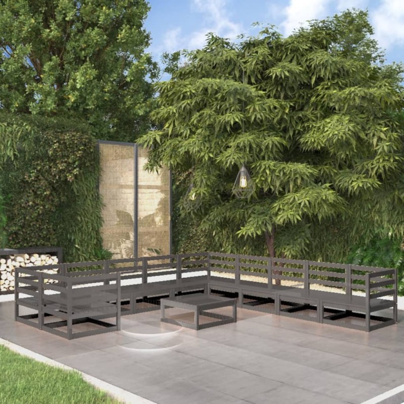 vidaXL Set Divani da Giardino 11 pz in Legno Massello di Pino vidaXL Set Divani da Giardino 11 pz in Legno Massello di Pino
