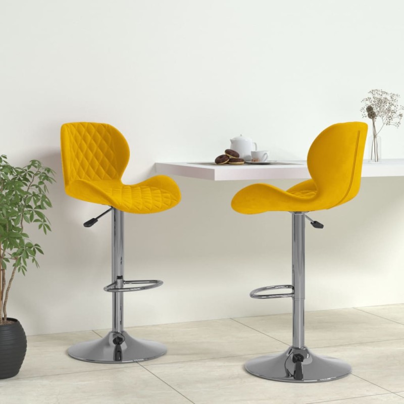 vidaXL Sgabelli da Bar 2 pz Giallo Senape in Velluto vidaXL Sgabelli da Bar 2 pz Giallo Senape in Velluto