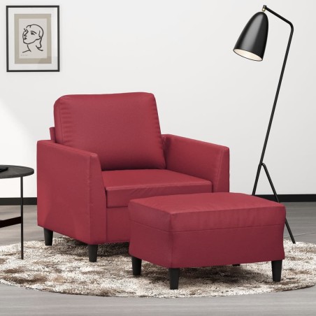 vidaXL Poltrona con Poggiapiedi Rosso Vino 60 cm in Similpelle