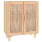 Credenza Marrone 60x30x70cm Legno Massello Pino Rattan Naturale Credenza Marrone 60x30x70cm Legno Massello Pino Rattan Naturale
