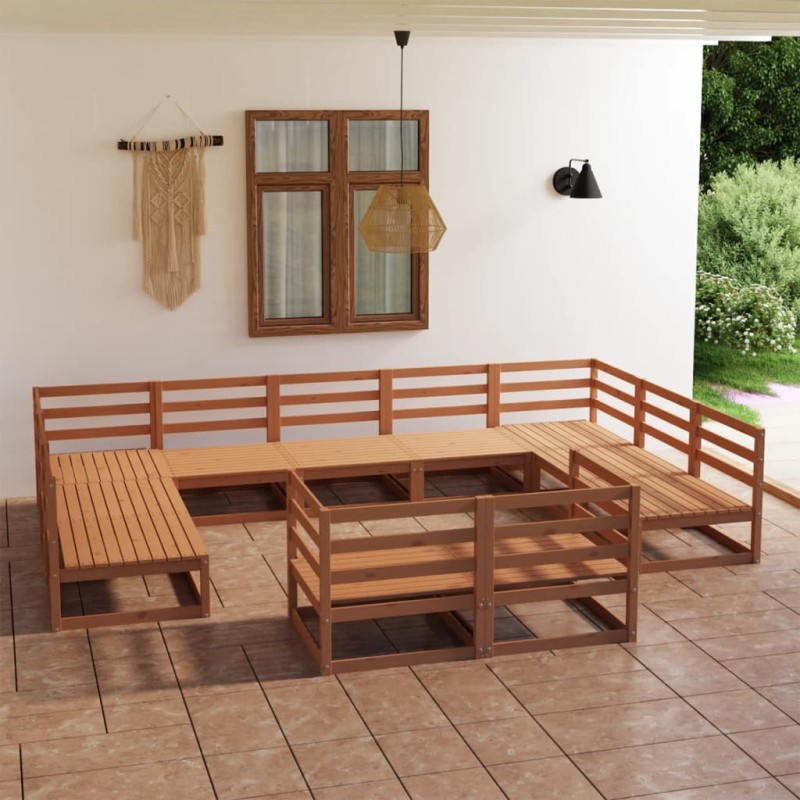 vidaXL Set Divani da Giardino 11 pz in Legno Massello di Pino vidaXL Set Divani da Giardino 11 pz in Legno Massello di Pino