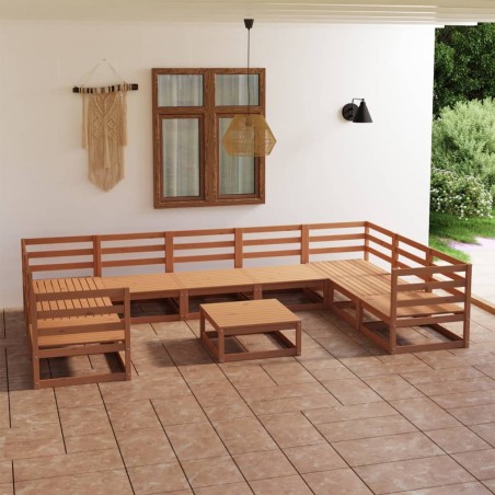 vidaXL Set Divani da Giardino 10 pz in Legno Massello di Pino