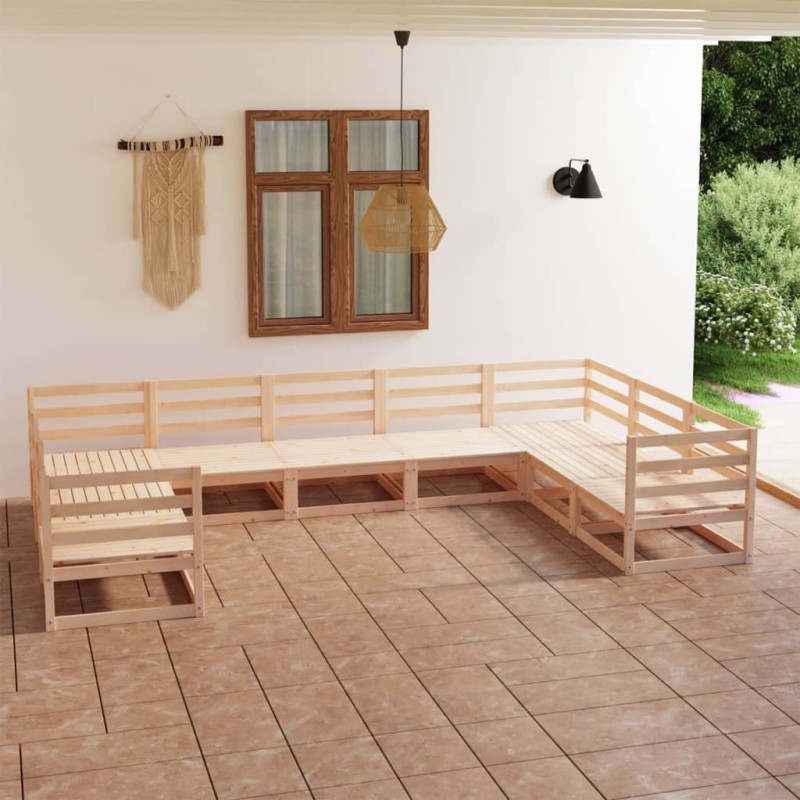 vidaXL Set Divani da Giardino 9 pz in Legno Massello di Pino vidaXL Set Divani da Giardino 9 pz in Legno Massello di Pino
