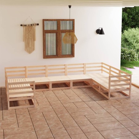 vidaXL Set Divani da Giardino 9 pz in Legno Massello di Pino