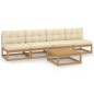 vidaXL Set Divani da Giardino 5 pz con Cuscini Legno Massello di Pino vidaXL Set Divani da Giardino 5 pz con Cuscini Legno Massello di Pino