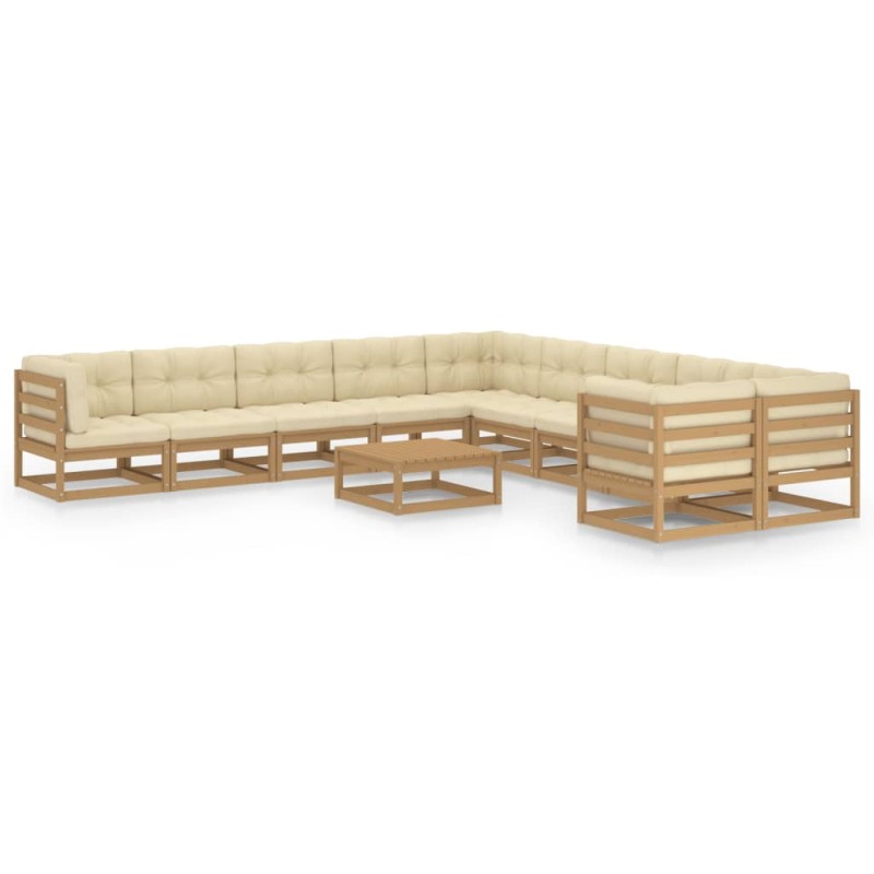 vidaXL Set Salotto Giardino e Cuscini 11 pz Legno Massello Pino Ambra vidaXL Set Salotto Giardino e Cuscini 11 pz Legno Massello Pino Ambra