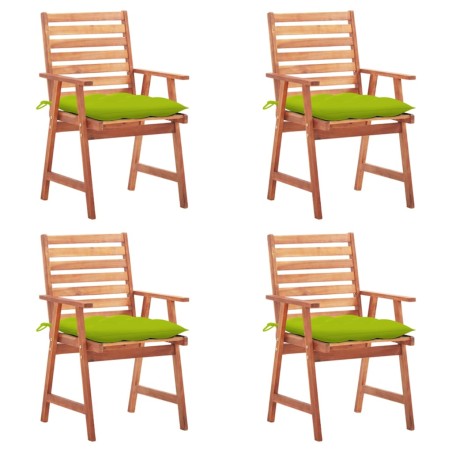 vidaXL Sedie da Pranzo da Esterni con Cuscini 4 pz Massello di Acacia