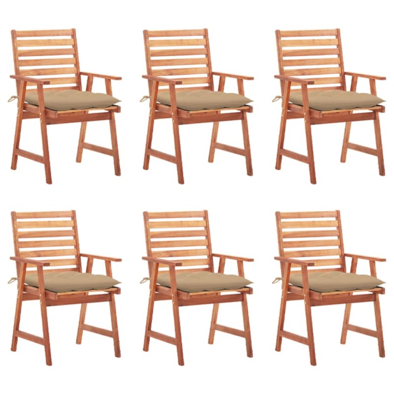 vidaXL Sedie da Pranzo da Esterni con Cuscini 6 pz Massello di Acacia vidaXL Sedie da Pranzo da Esterni con Cuscini 6 pz Massello di Acacia