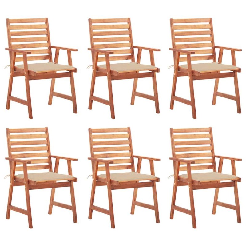vidaXL Sedie da Pranzo da Esterni con Cuscini 6 pz Massello di Acacia vidaXL Sedie da Pranzo da Esterni con Cuscini 6 pz Massello di Acacia