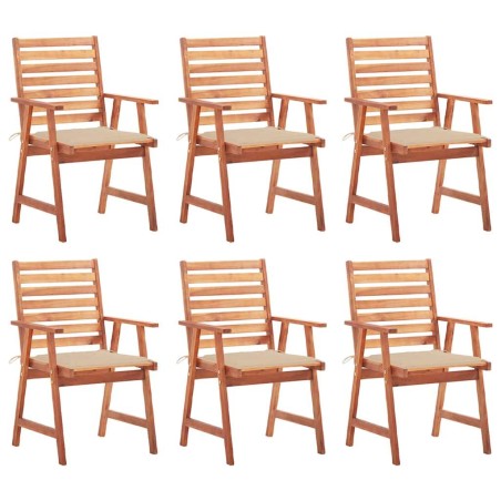 vidaXL Sedie da Pranzo da Esterni con Cuscini 6 pz Massello di Acacia